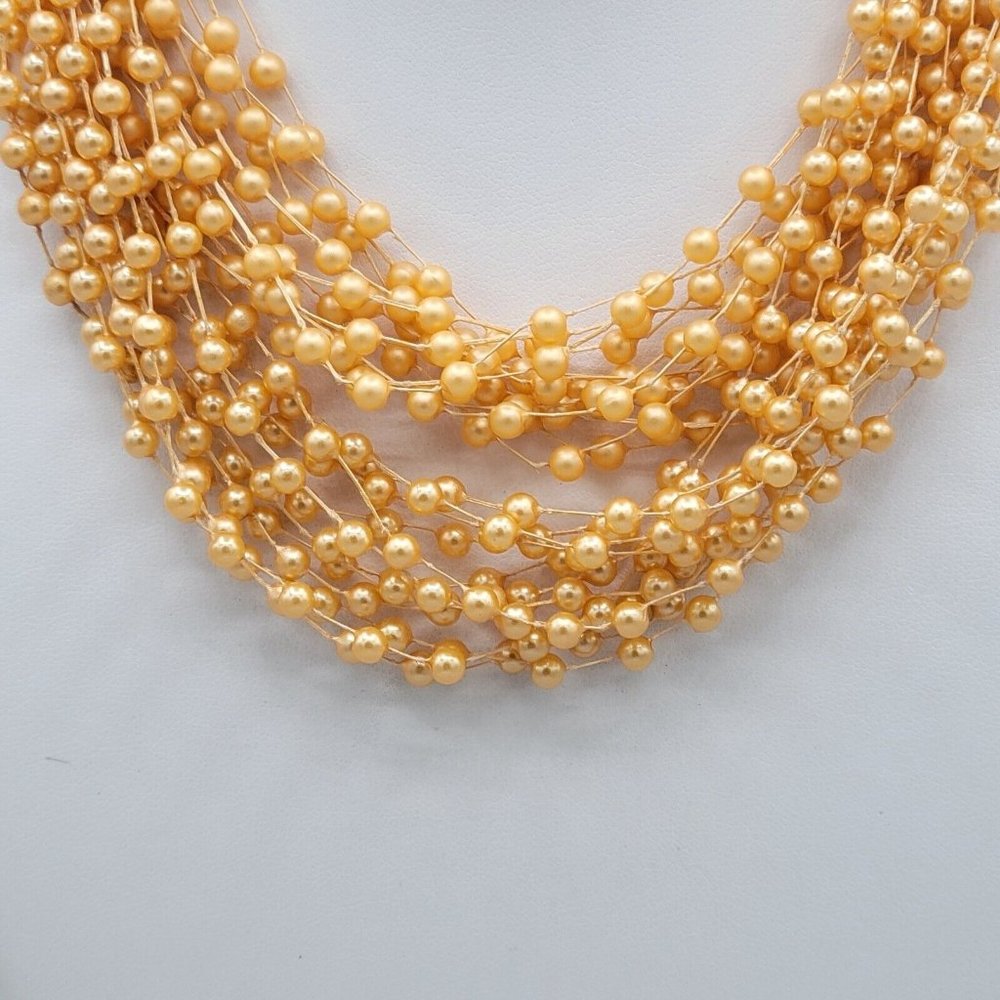 Womens Orange Simulated Pearls Multi Strand Necklace Made in Hong Kong Vtg 16 in - Picture 4 of 7